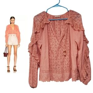 Ulla Johnson blanche blouse coral pink size 6 cotton